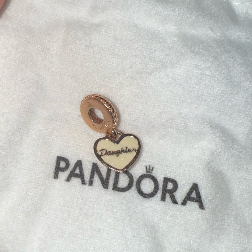 Pandora Rose Gold Heart Charm with Daughter Inscription - RETIRED